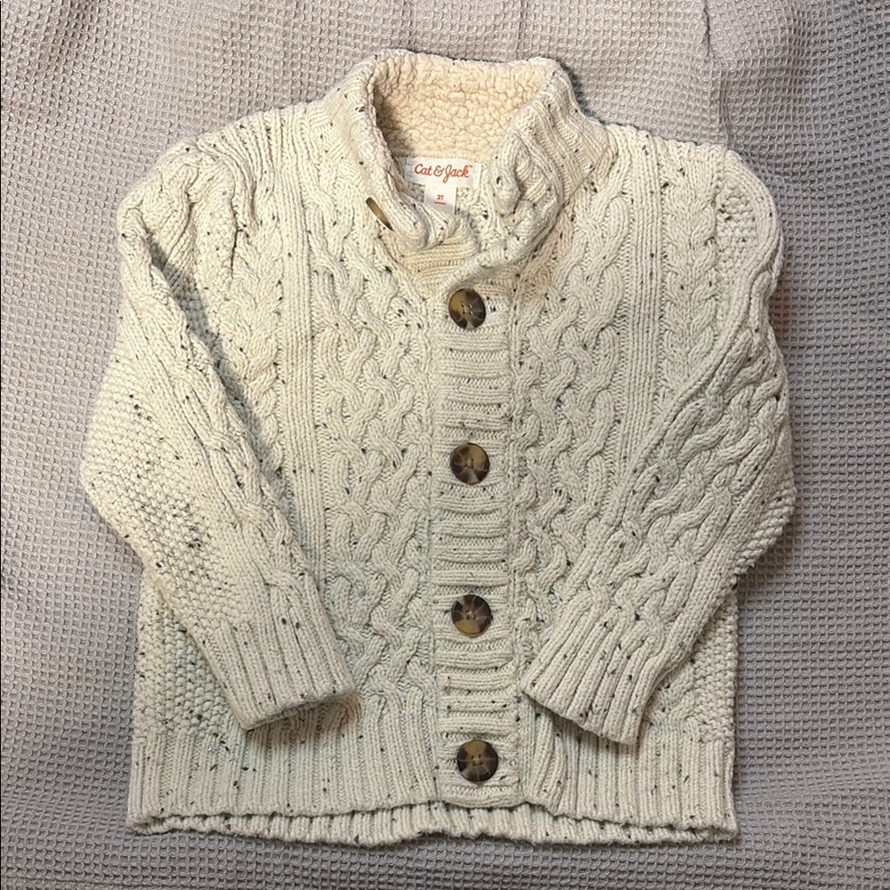 Cat & Jack Ivory Cable Knit Sweater